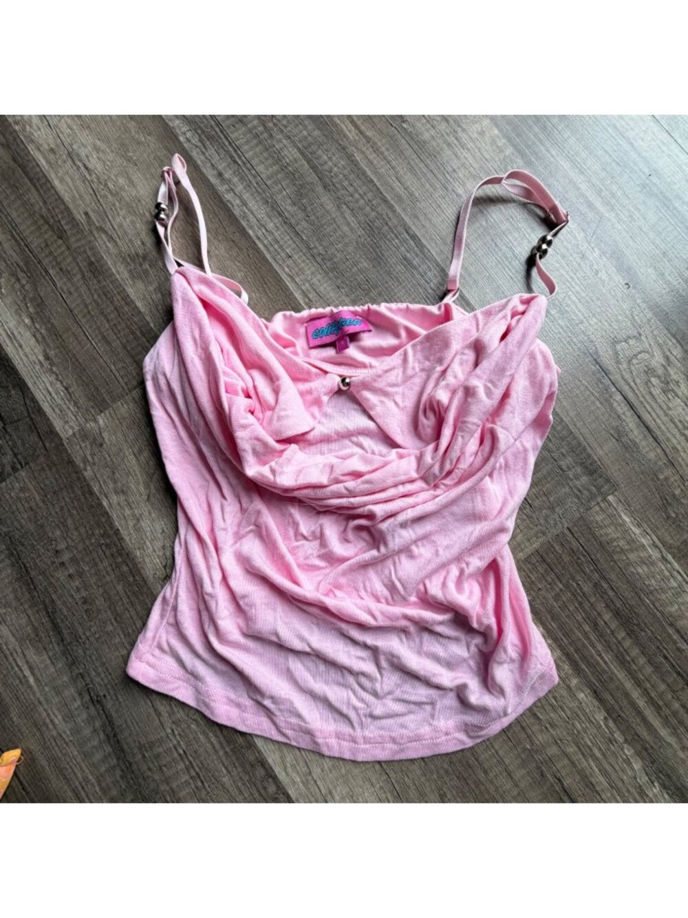 Edikted Pink Draped Tank Top With Adjustable Straps